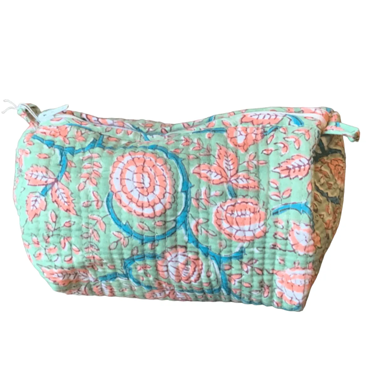 Quilted Block Print Toiletry Bag | 6 x 4 x 4