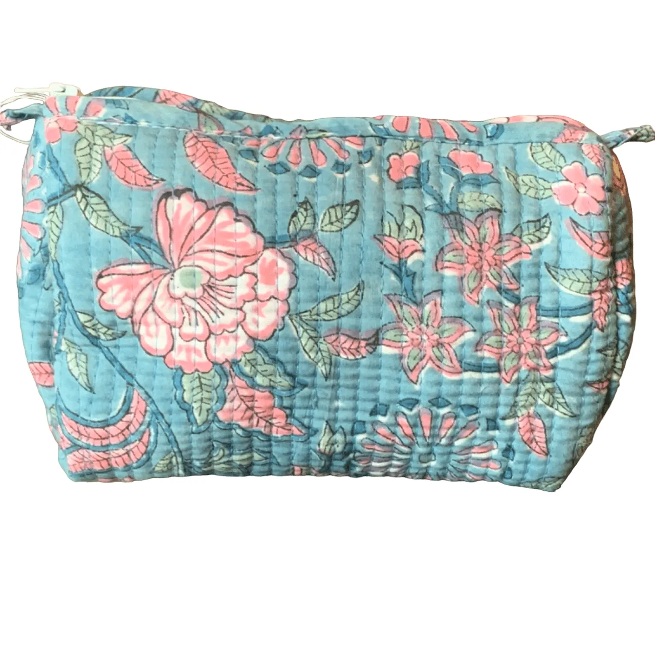 Quilted Block Print Toiletry Bag | 6 x 4 x 4