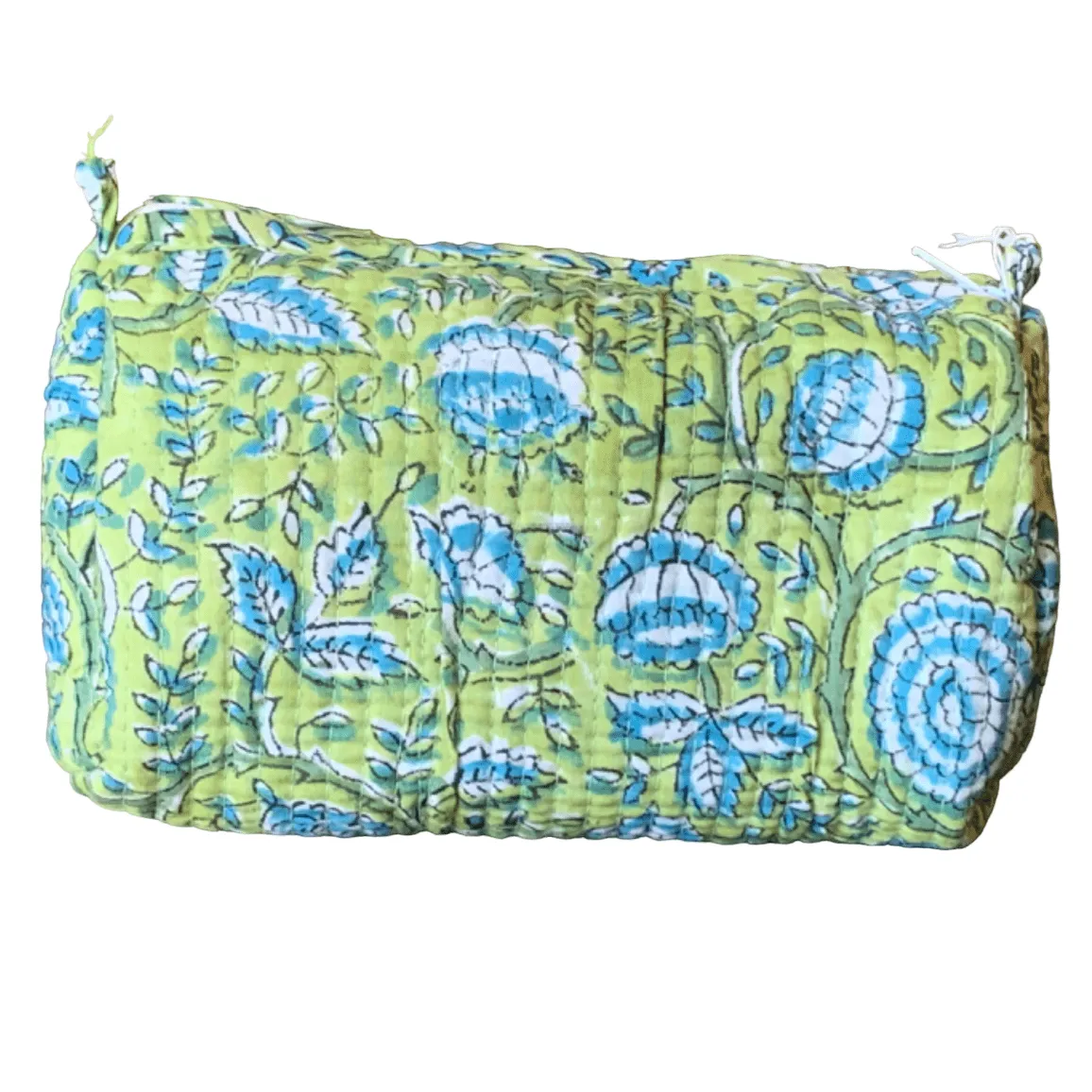 Quilted Block Print Toiletry Bag | 6 x 4 x 4