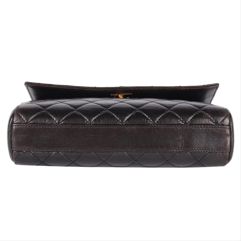 Quilted Lambskin Leather Top Handle Satchel