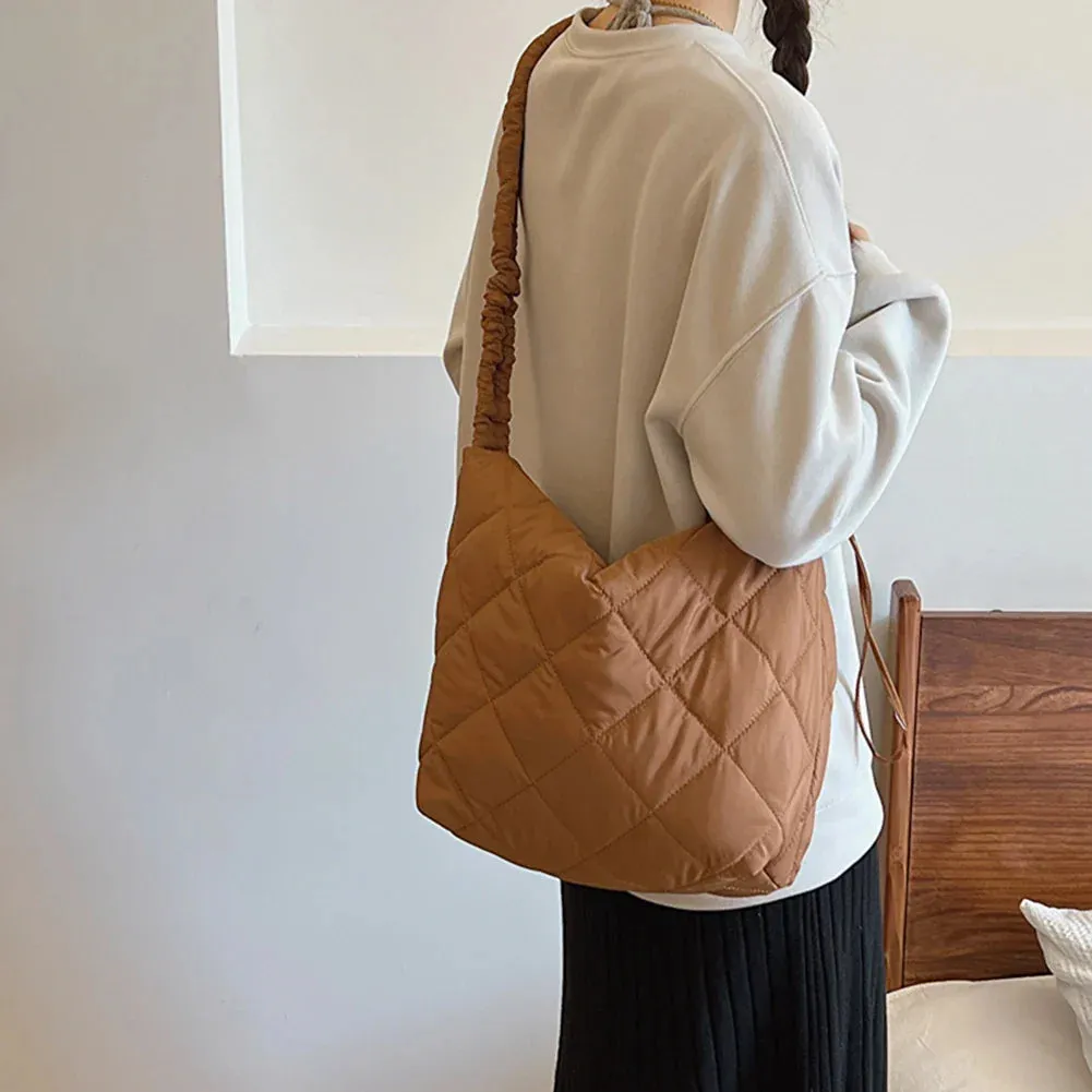 Quilted Puffer Tote Shoulder Bag for Women