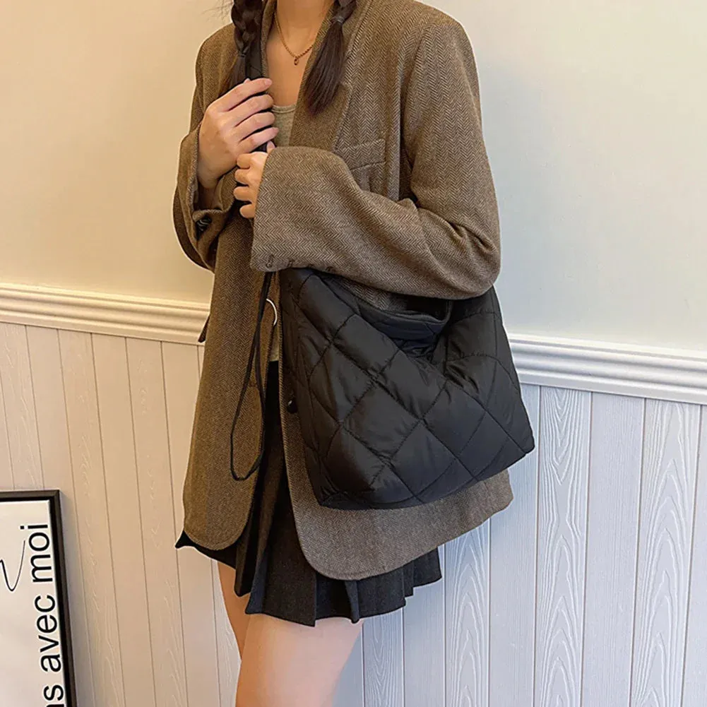 Quilted Puffer Tote Shoulder Bag for Women
