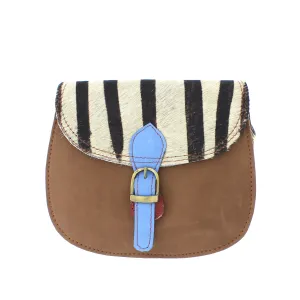 Recycled Leather Small Saddle Crossbody Handbag 073-112