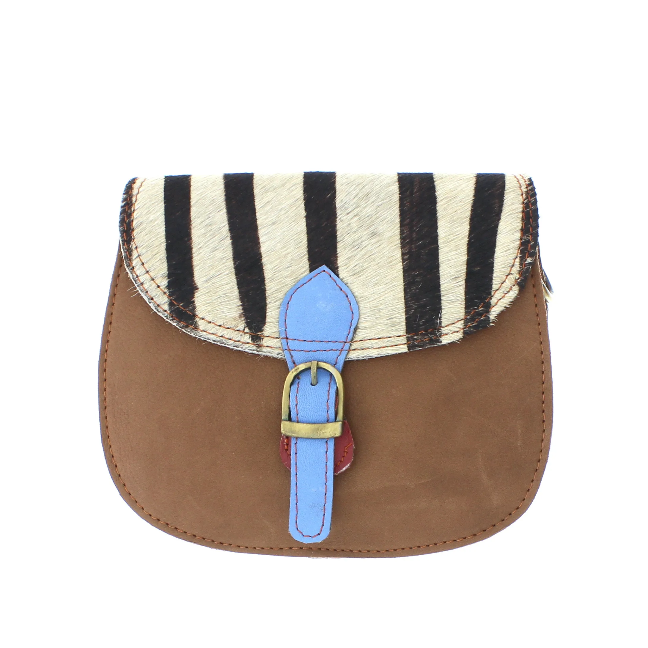 Recycled Leather Small Saddle Crossbody Handbag 073-112