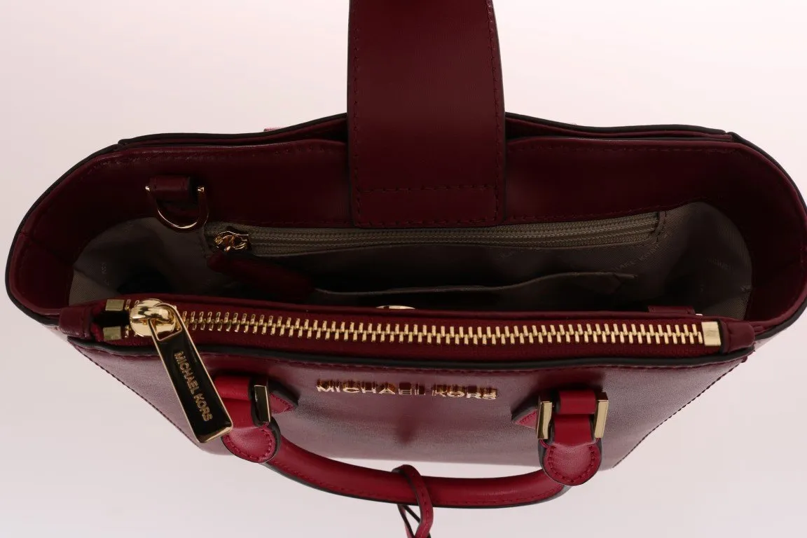 Red CAROLYN Leather Tote Bag