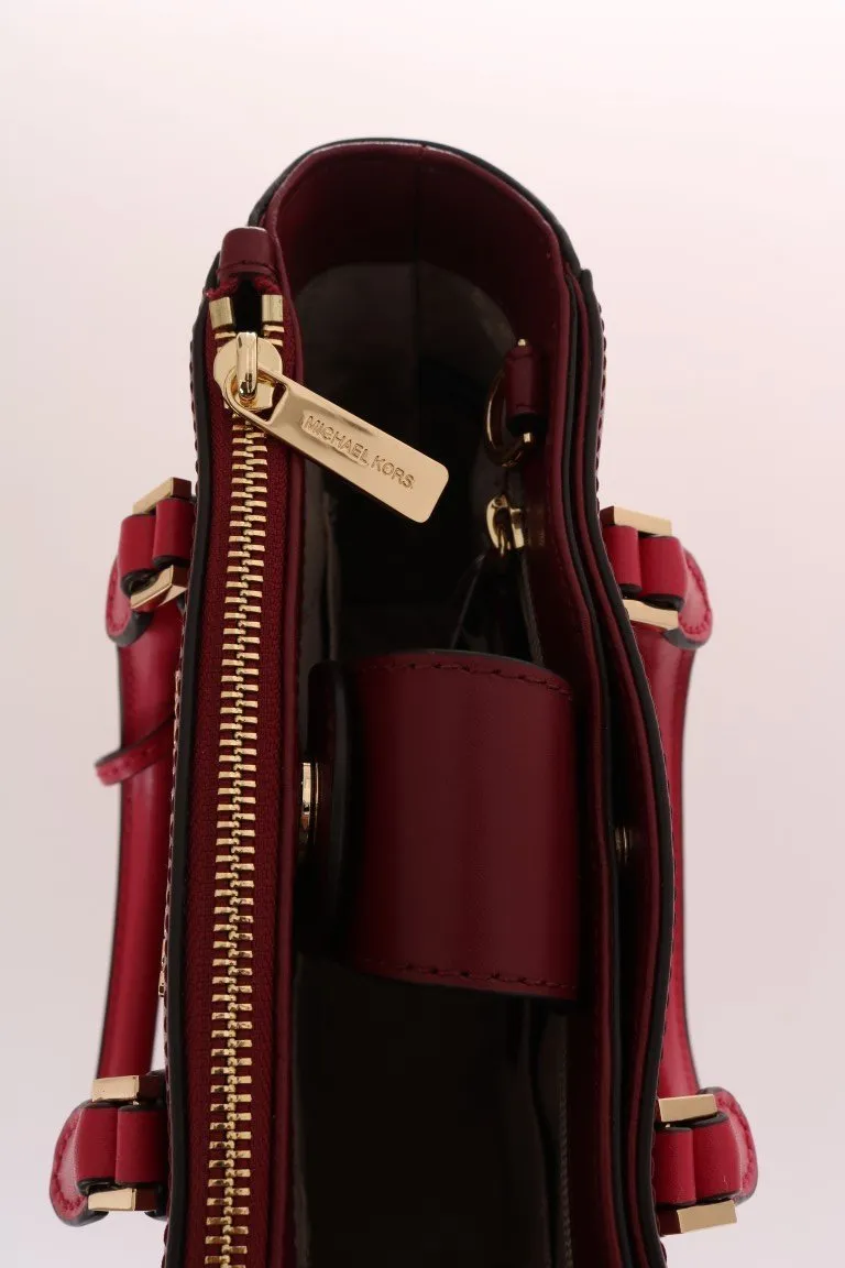 Red CAROLYN Leather Tote Bag