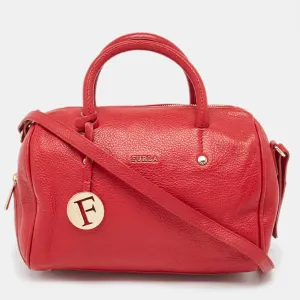 Red Leather Arianna Satchel