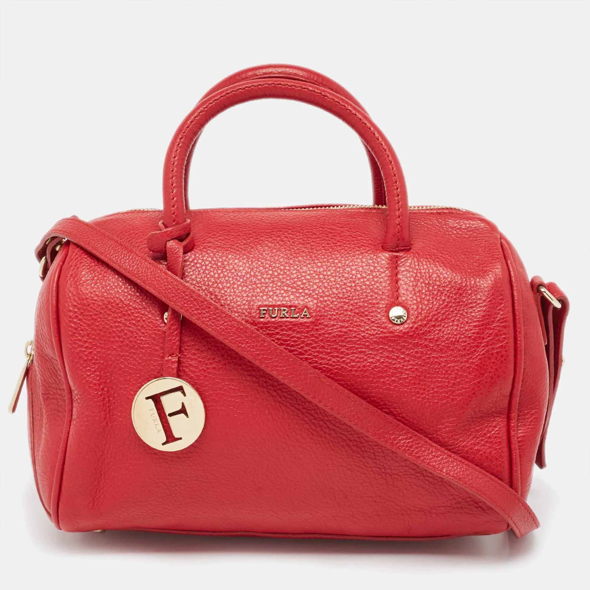 Red Leather Arianna Satchel