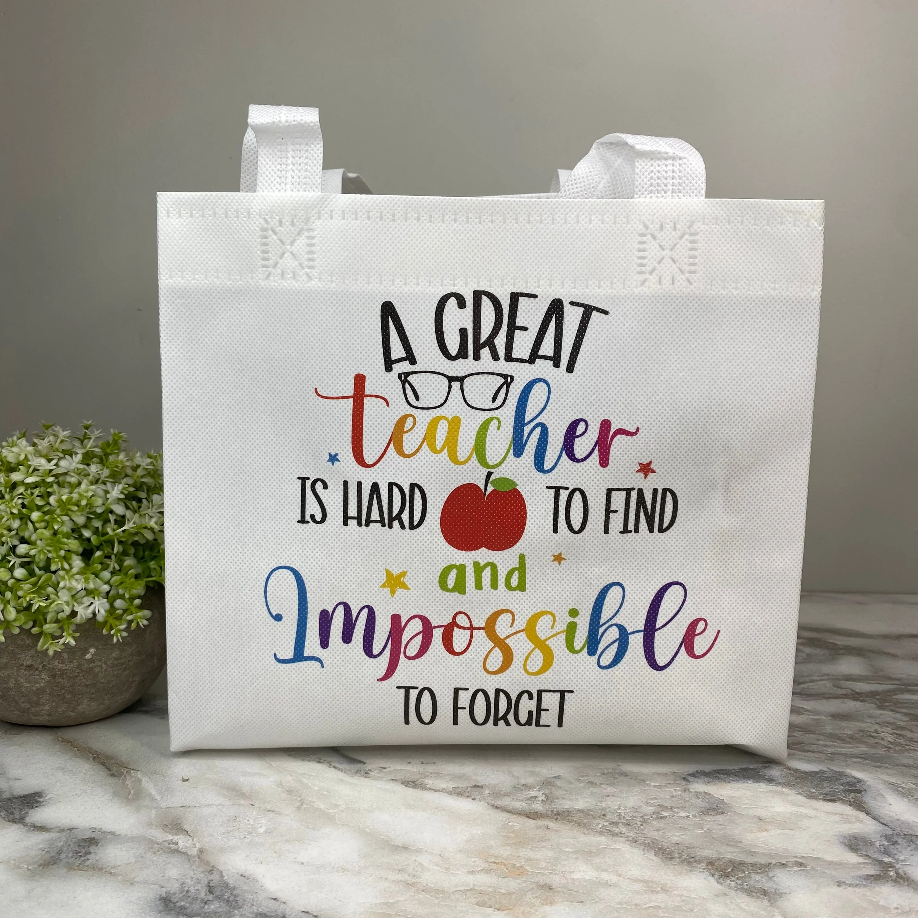 Reusable Tote Bag - Teacher - A Great Teacher on White
