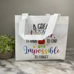 Reusable Tote Bag - Teacher - A Great Teacher on White