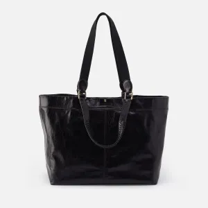 Romy Max Tote In Polished Leather - Black