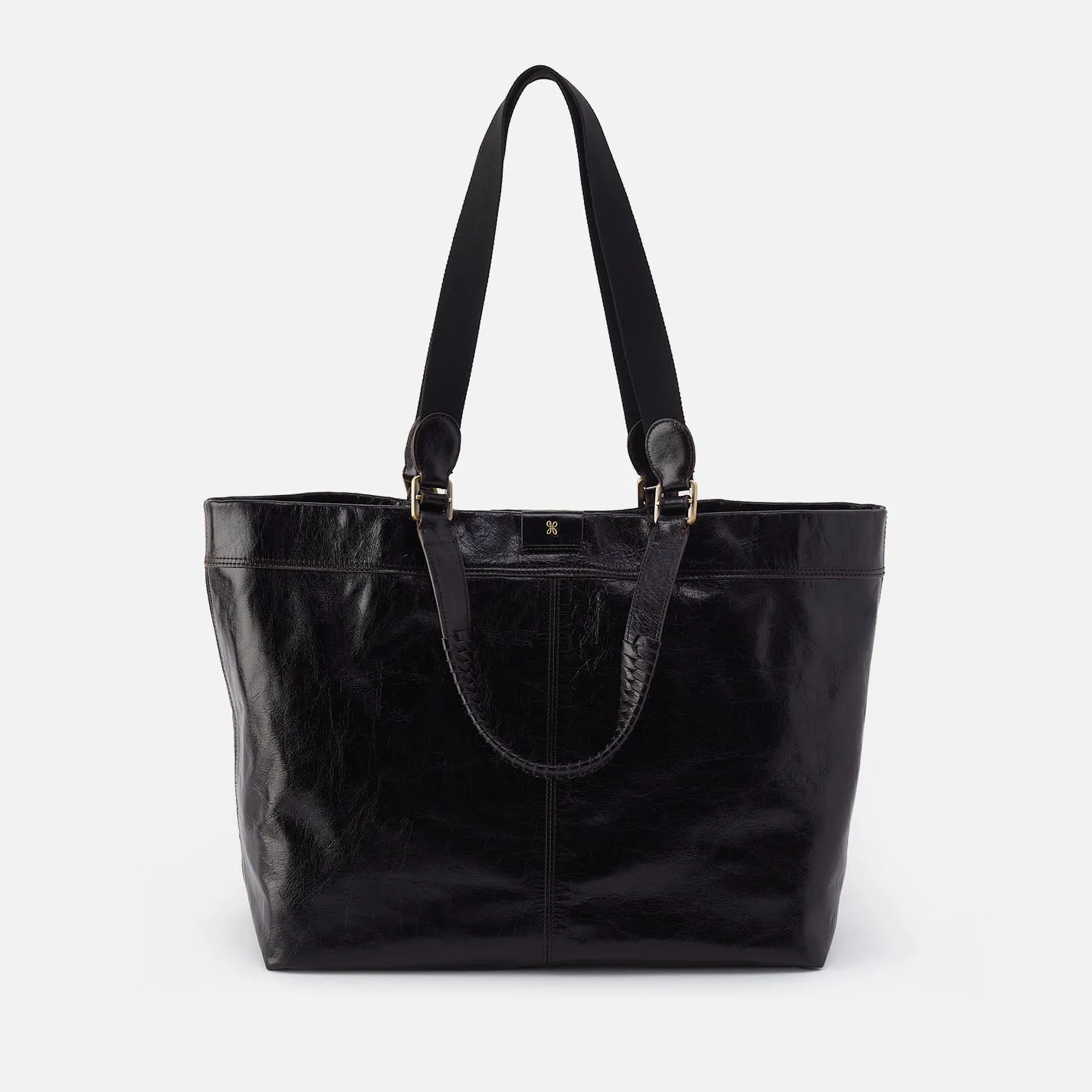 Romy Max Tote In Polished Leather - Black