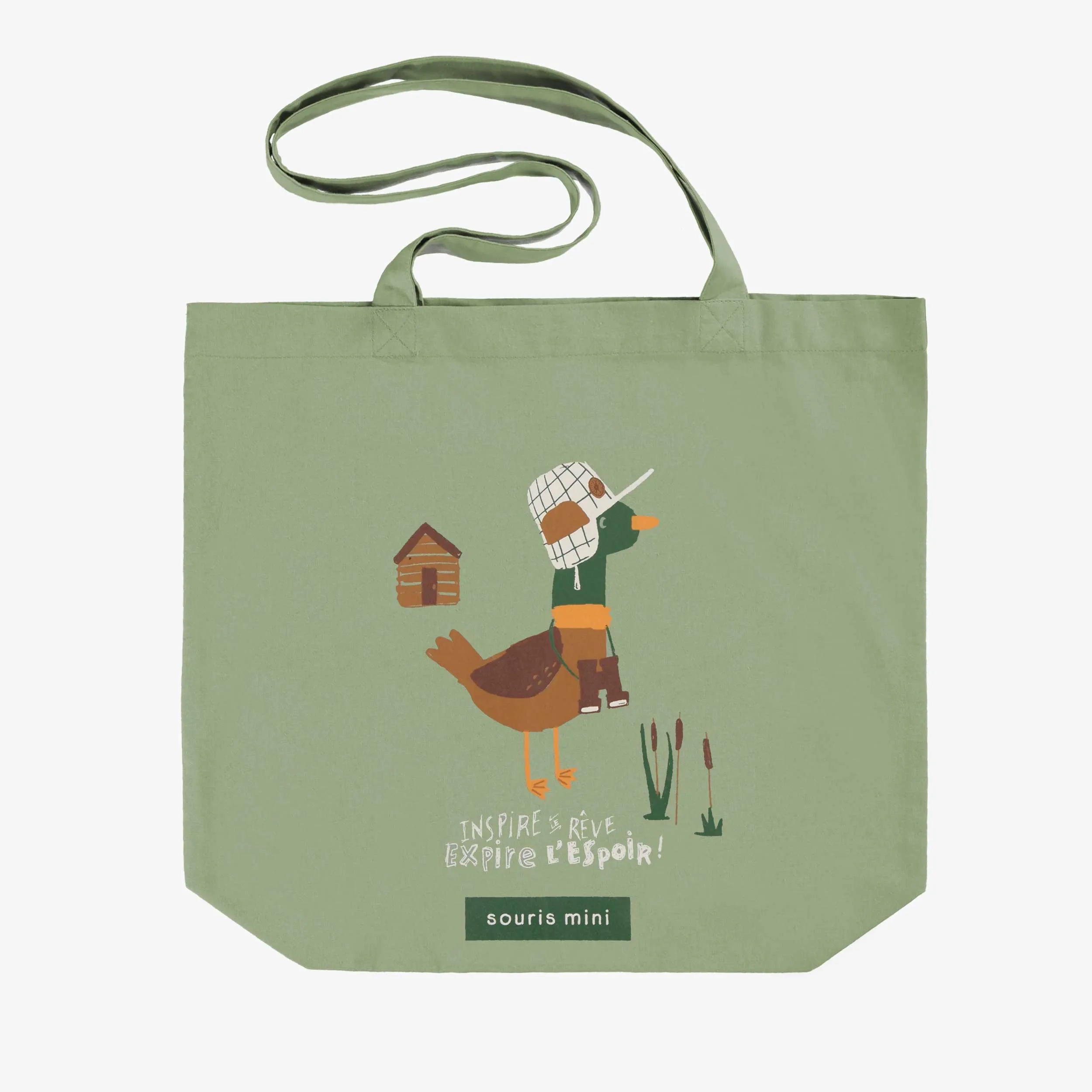 Sac réutilisable vert avec illustration au profit de la fibrose kystique || Green reusable bag with illustration in support of cystic fibrosis