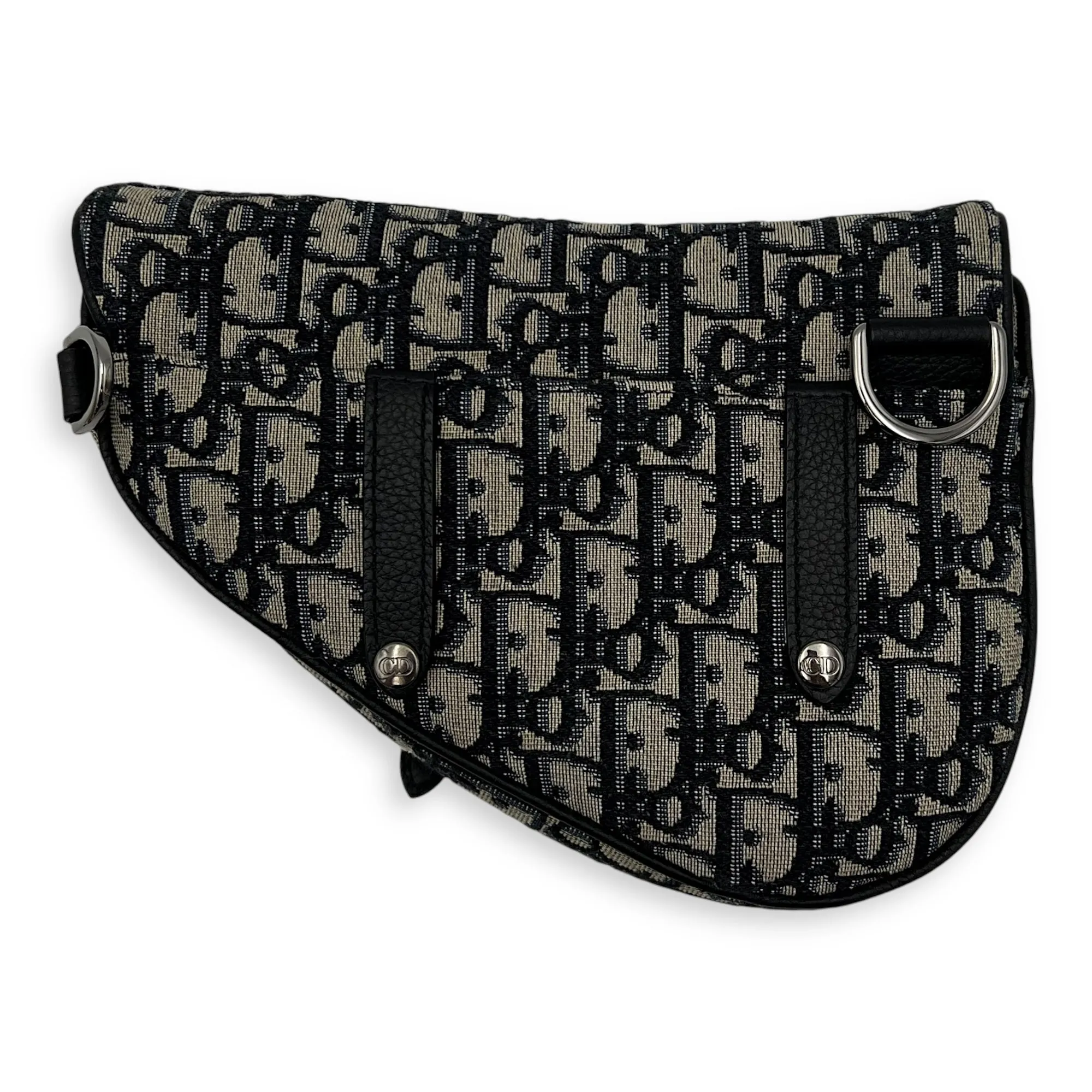 Saddle Belt Bag Blue in Jacquard, Silver hardware
