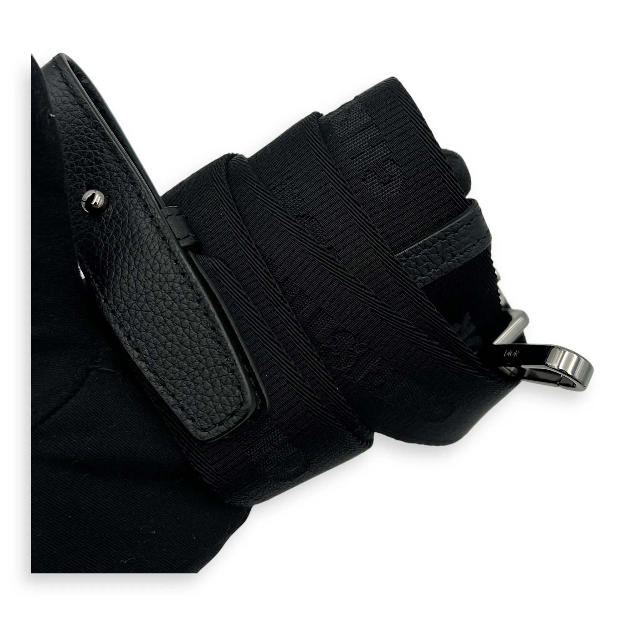 Saddle Belt Bag Blue in Jacquard, Silver hardware