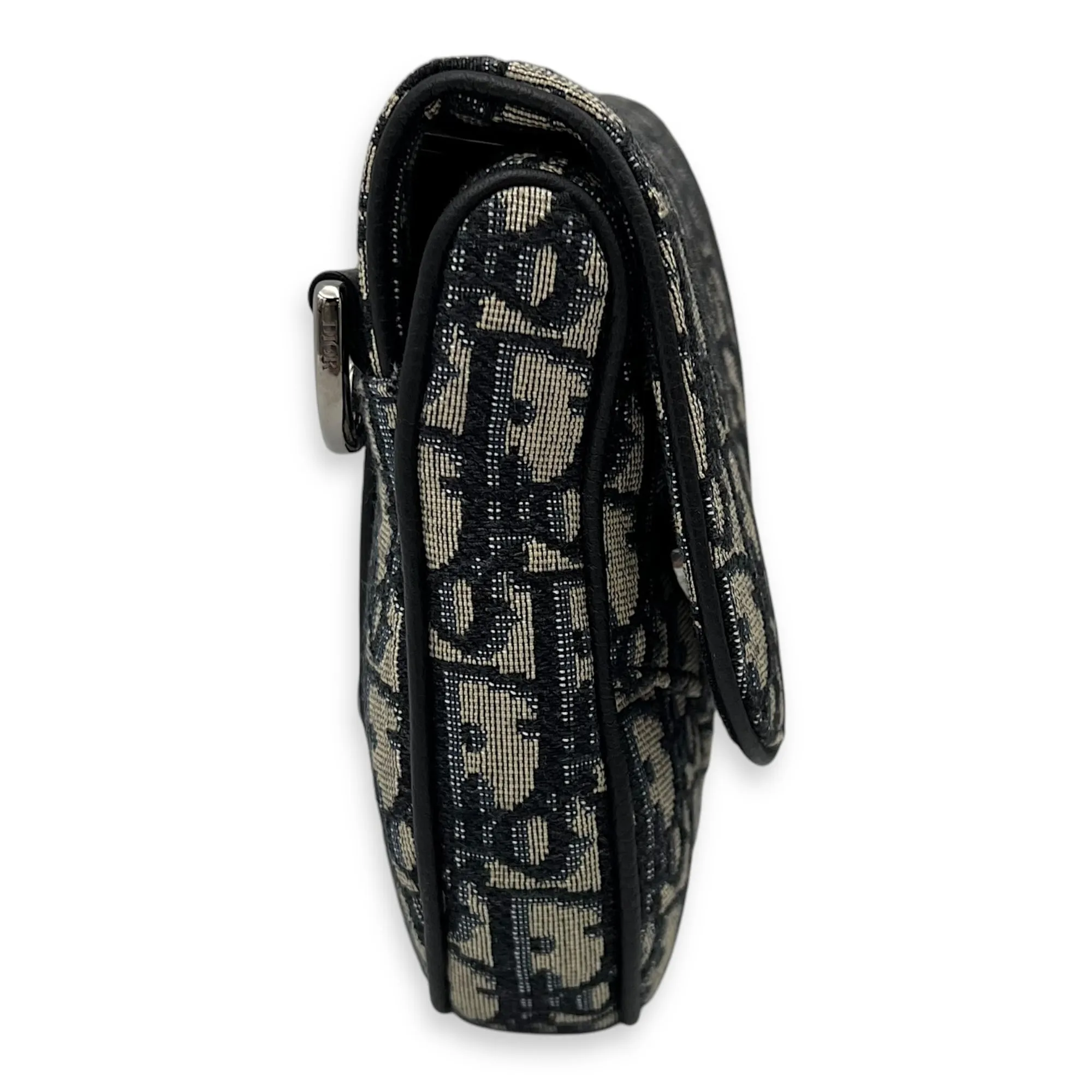 Saddle Belt Bag Blue in Jacquard, Silver hardware