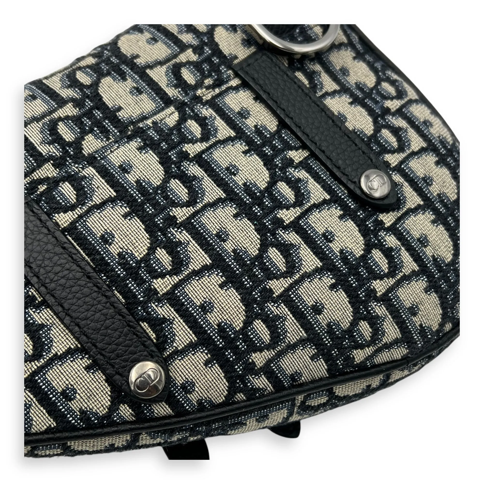 Saddle Belt Bag Blue in Jacquard, Silver hardware