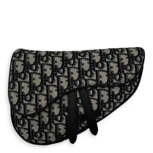 Saddle Belt Bag Blue in Jacquard, Silver hardware
