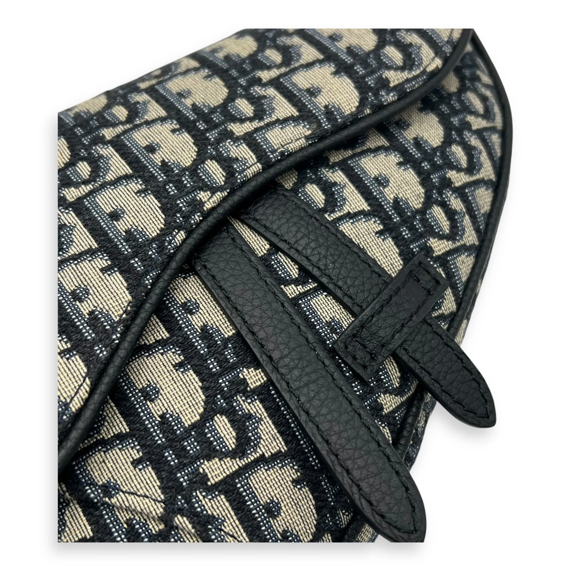 Saddle Belt Bag Blue in Jacquard, Silver hardware