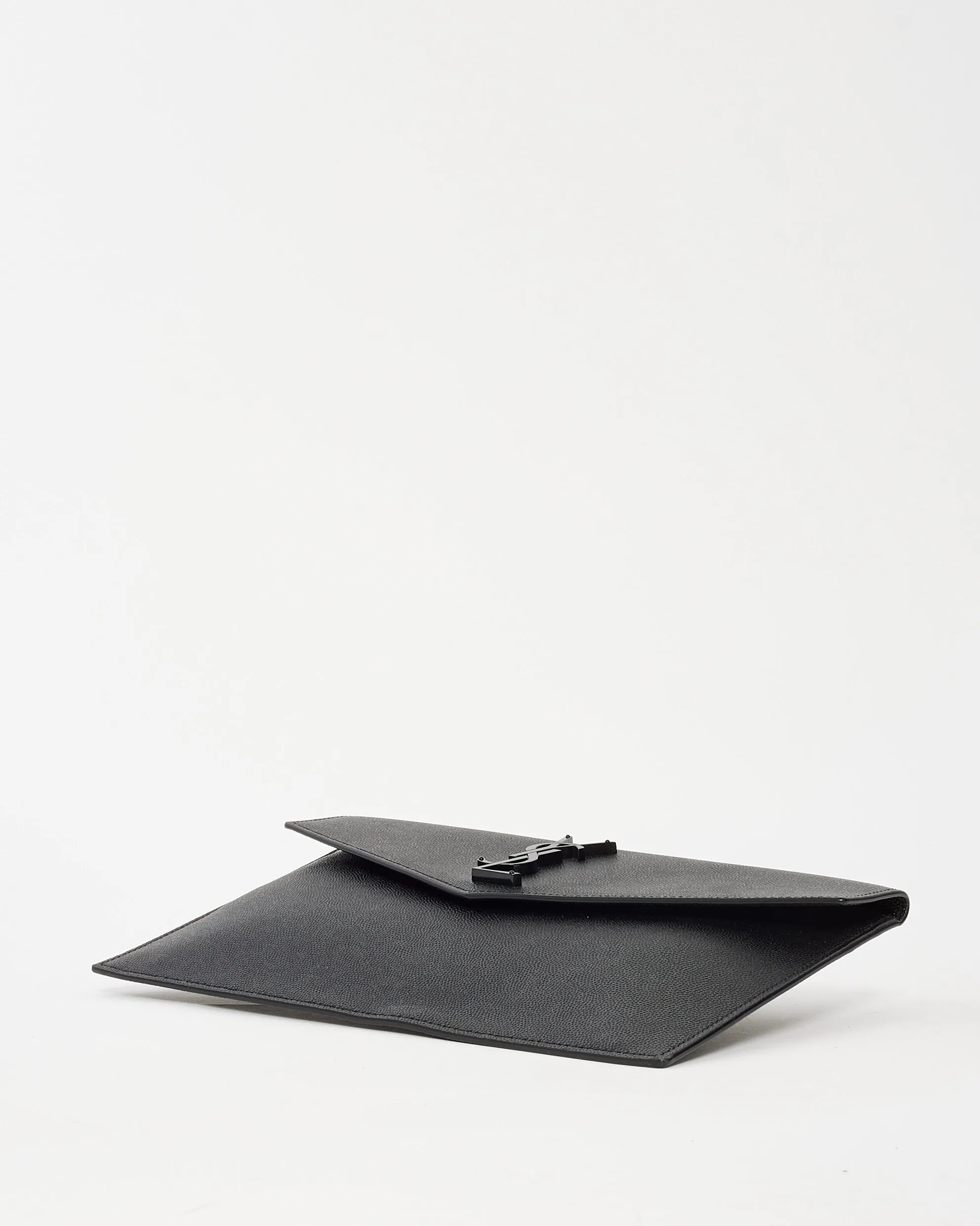 Saint Laurent Black Grained Leather So Black Uptown Clutch