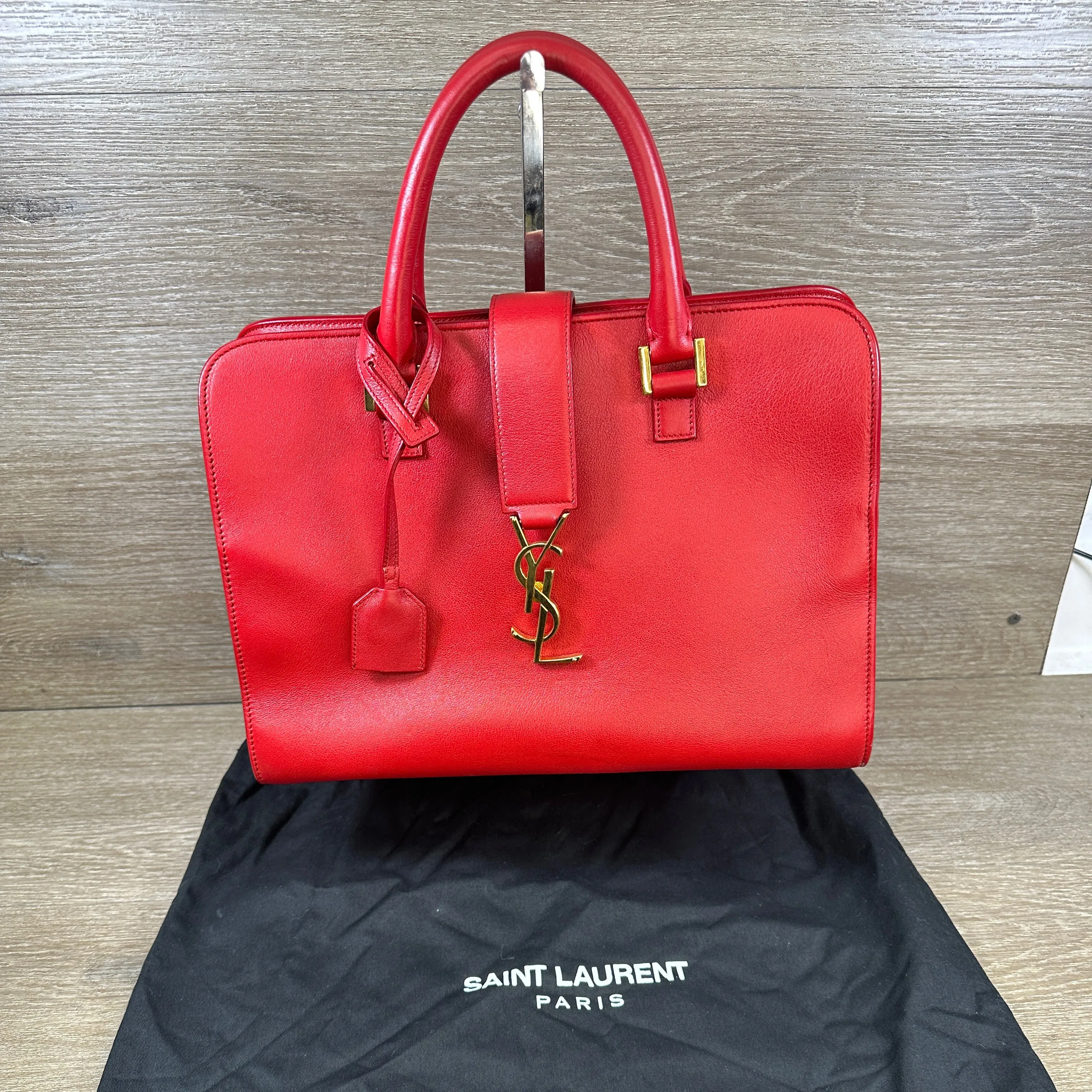 Saint Laurent Calfskin Monogram Baby Cabas - Red