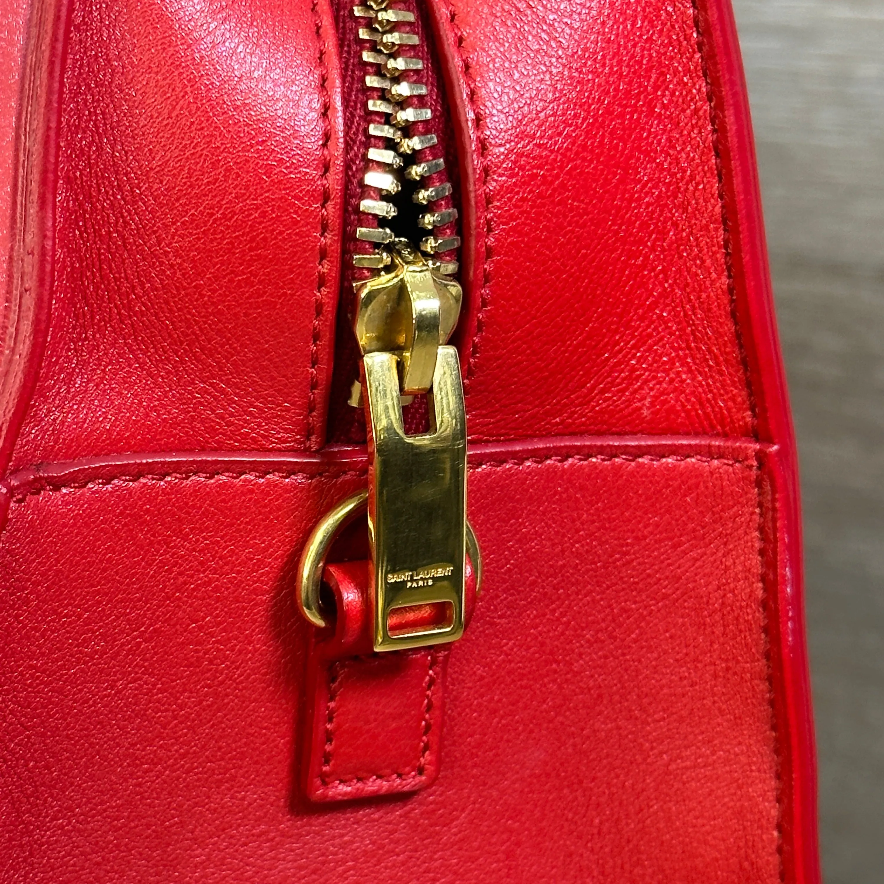 Saint Laurent Calfskin Monogram Baby Cabas - Red