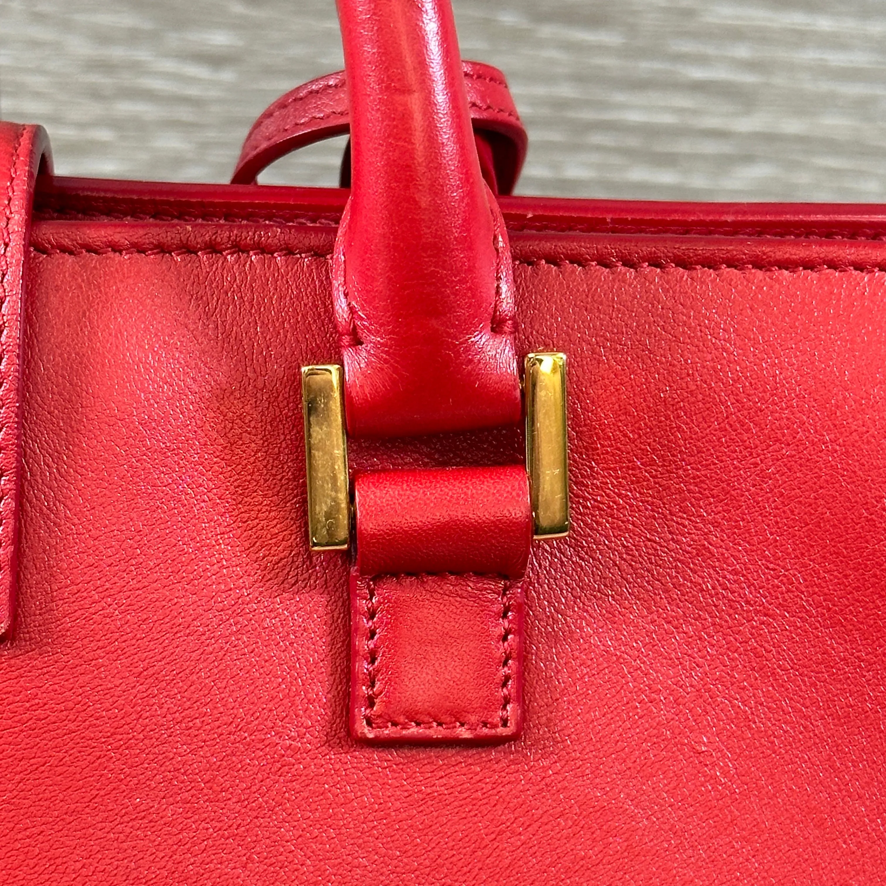 Saint Laurent Calfskin Monogram Baby Cabas - Red