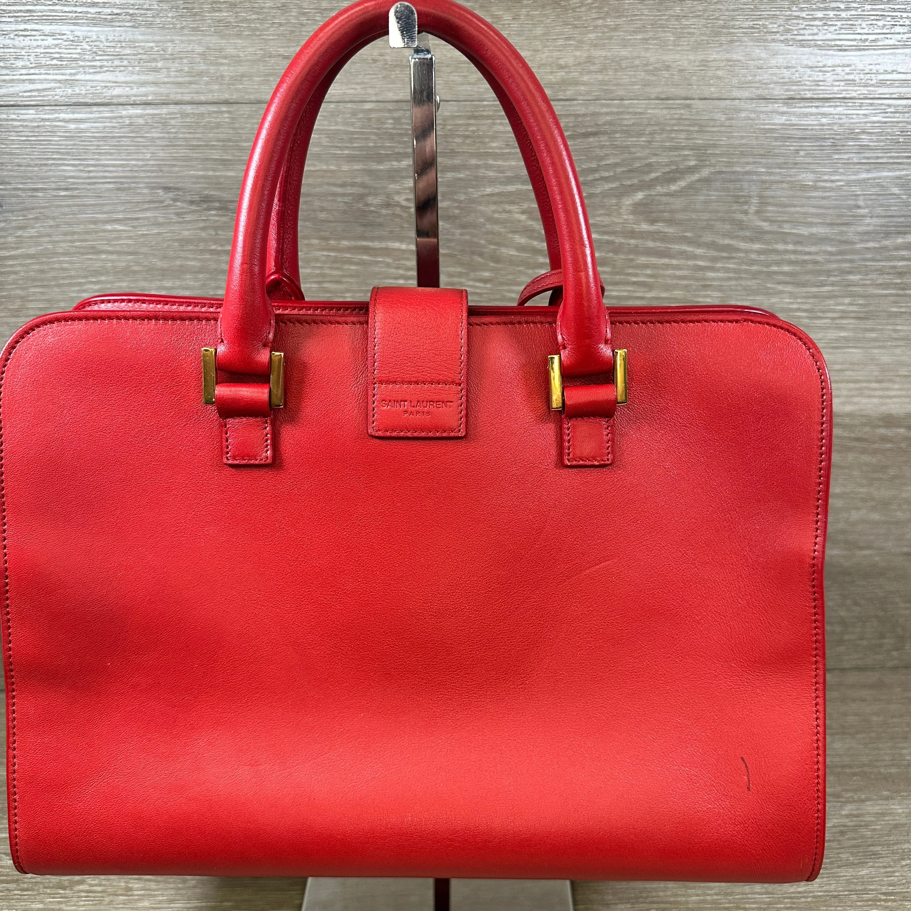 Saint Laurent Calfskin Monogram Baby Cabas - Red