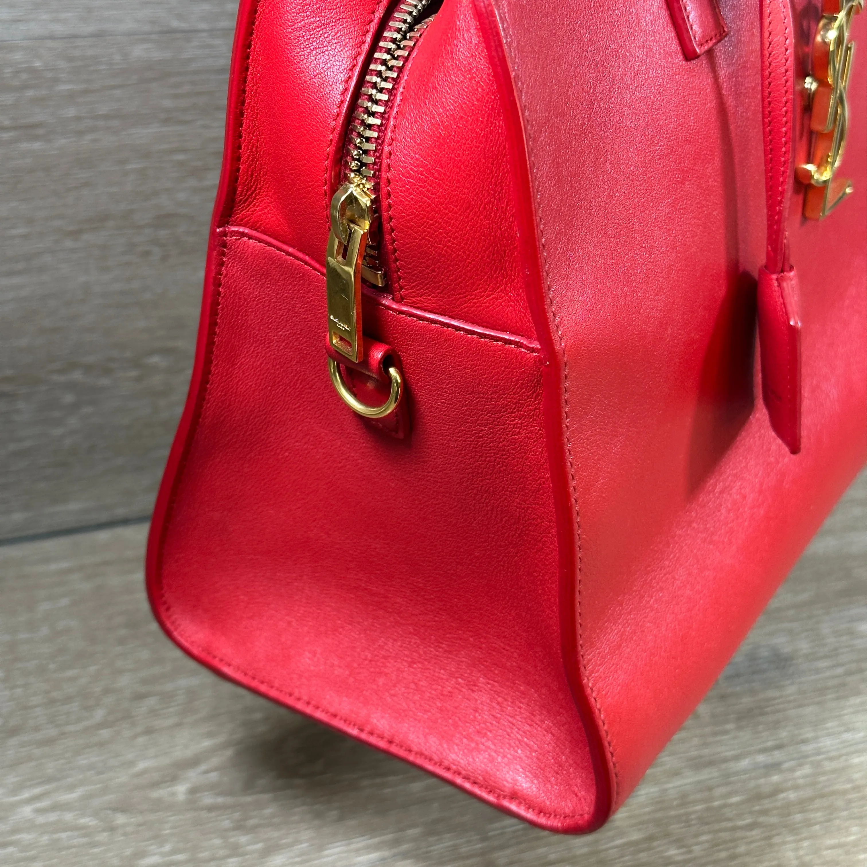 Saint Laurent Calfskin Monogram Baby Cabas - Red