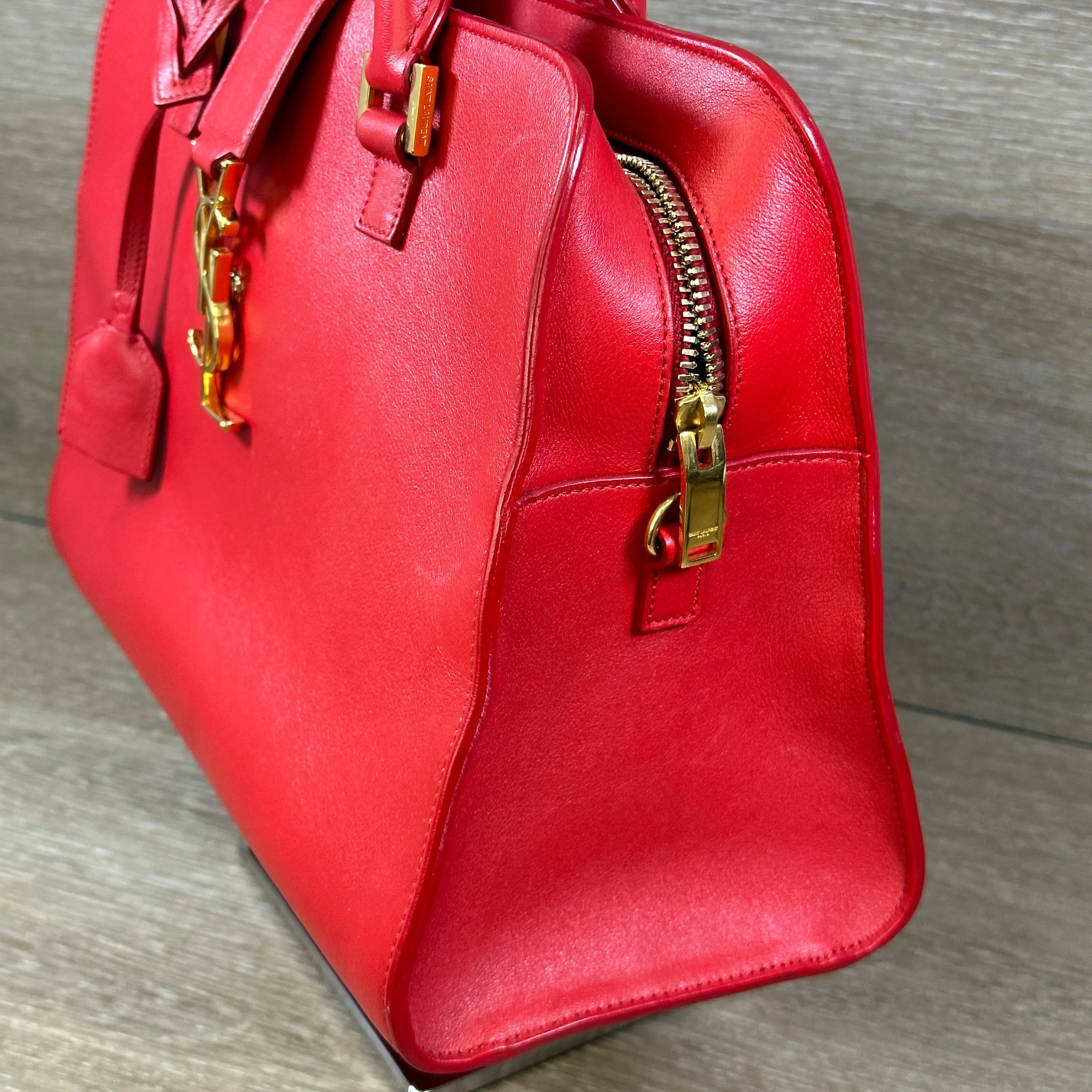 Saint Laurent Calfskin Monogram Baby Cabas - Red