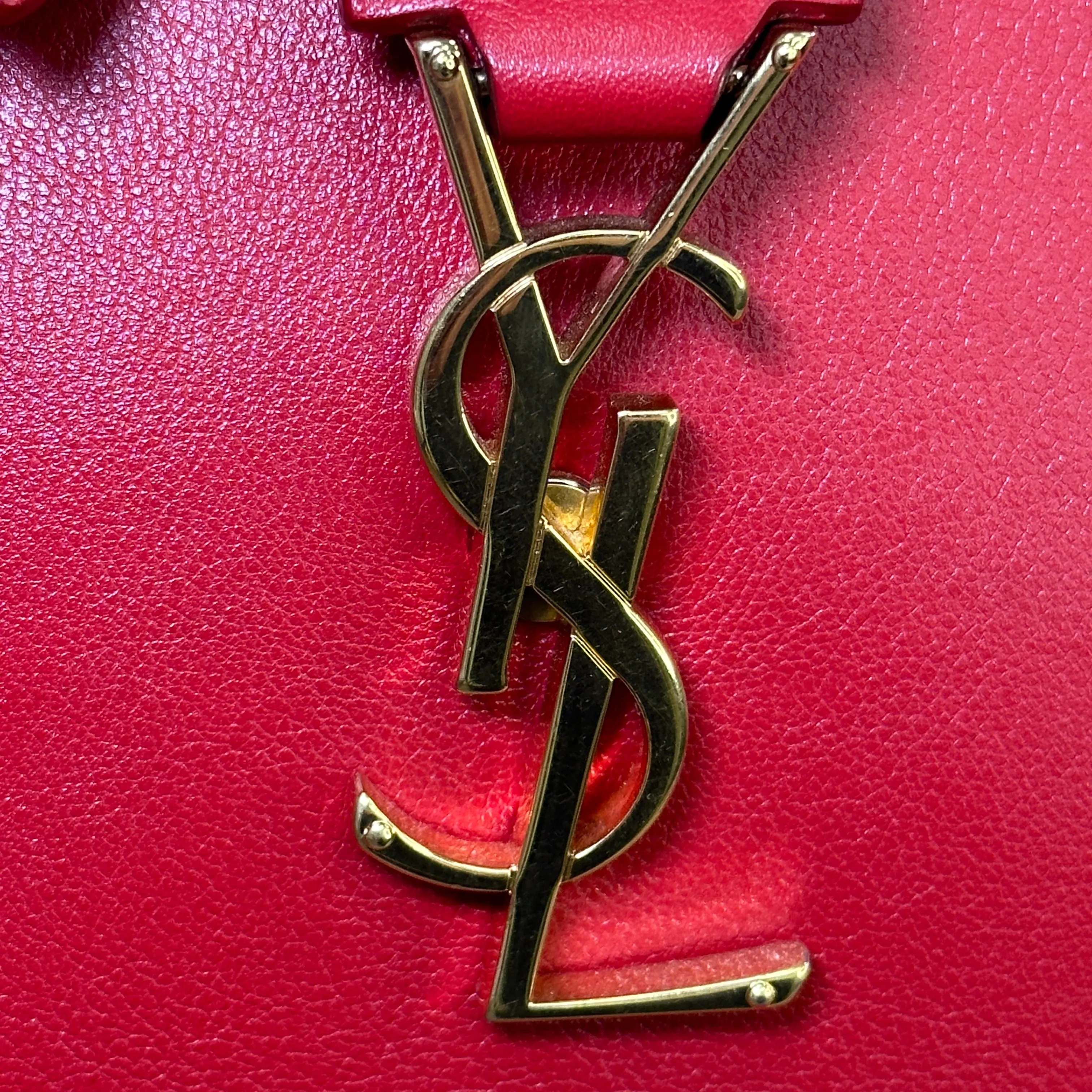 Saint Laurent Calfskin Monogram Baby Cabas - Red