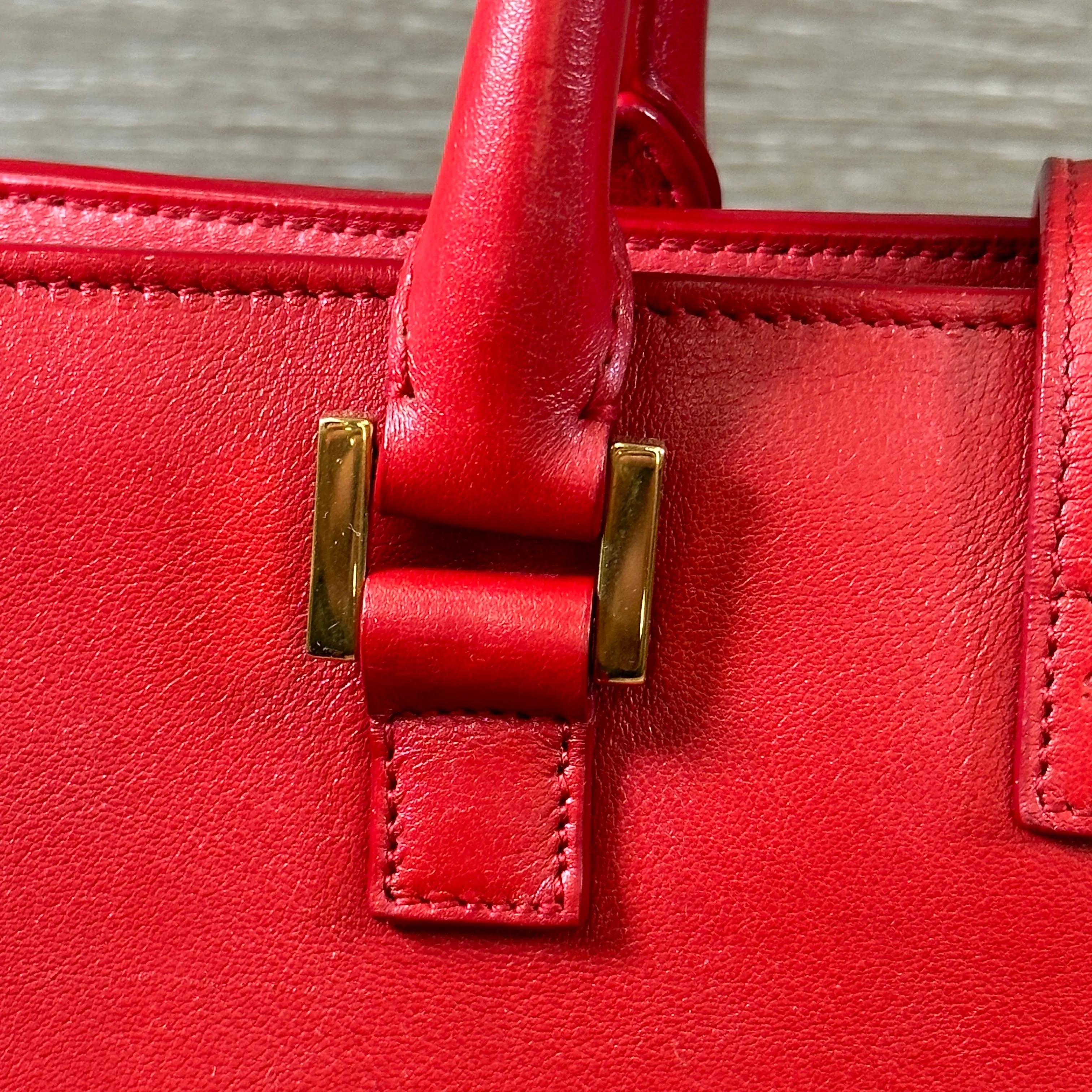 Saint Laurent Calfskin Monogram Baby Cabas - Red