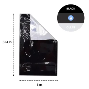 SAMPLE of Mylar Bag Black/Clear - 1/2 Oz - 14 Grams - 5x8.15" - (1 Count SAMPLE)