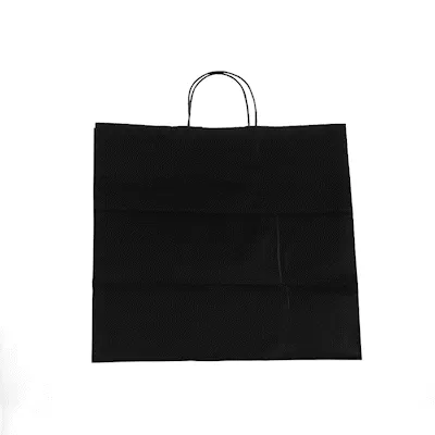 Saving Nature Black Paper Retail Bag - with Handles - 14 1/4" x 8 1/4" x 13 1/4" - 100 count box