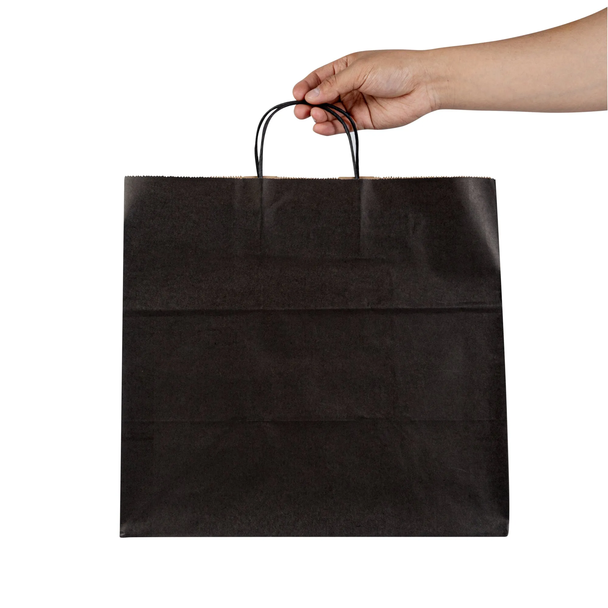 Saving Nature Black Paper Retail Bag - with Handles - 14 1/4" x 8 1/4" x 13 1/4" - 100 count box