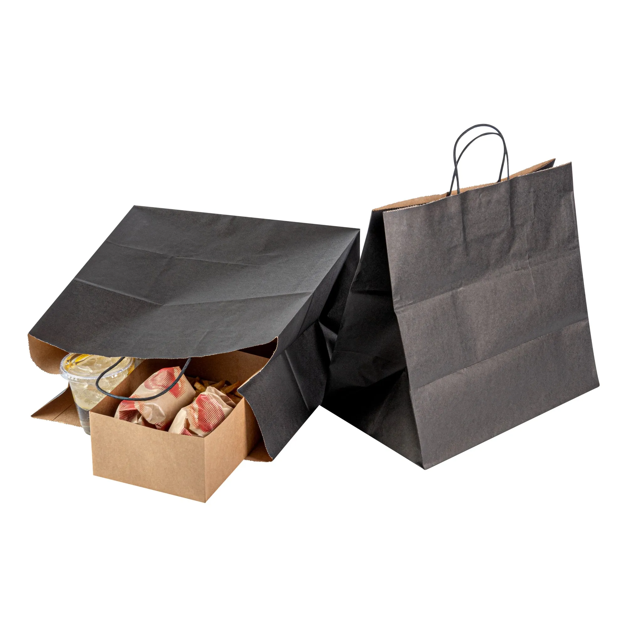 Saving Nature Black Paper Retail Bag - with Handles - 14 1/4" x 8 1/4" x 13 1/4" - 100 count box