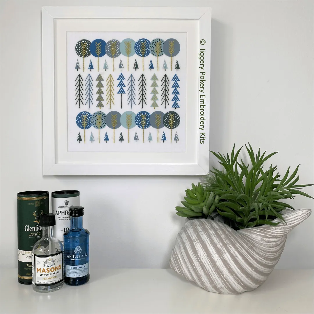Scandinavian trees embroidery pattern
