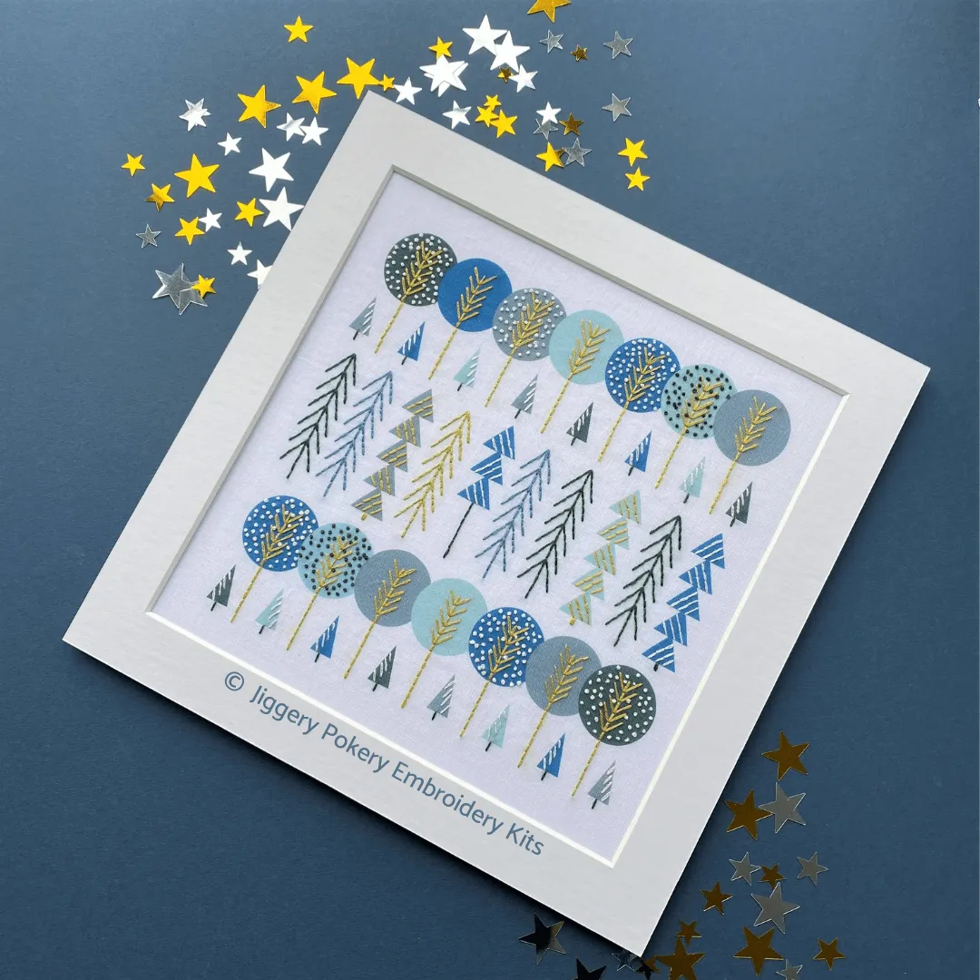 Scandinavian trees embroidery pattern