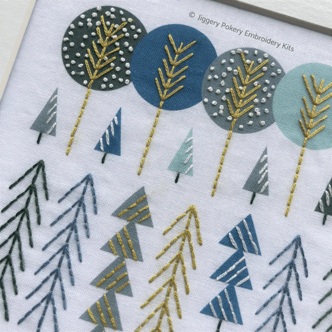 Scandinavian trees embroidery pattern