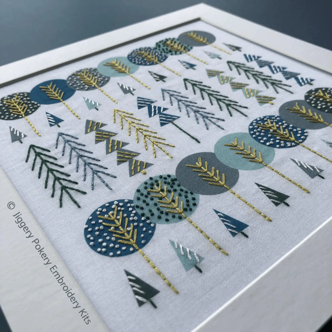 Scandinavian trees embroidery pattern