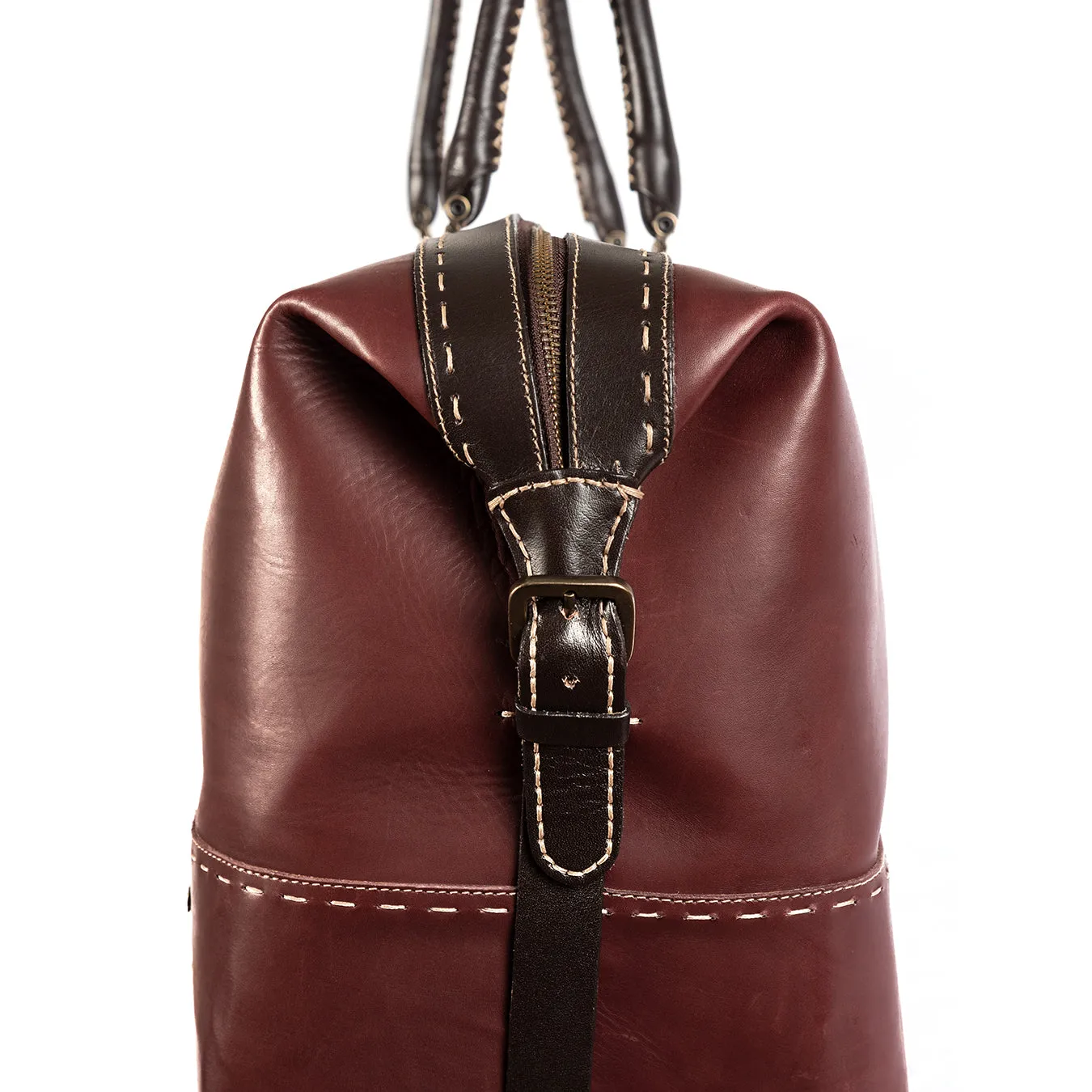 Sechaba : Leather Travel Bag in Raisin Relaxa