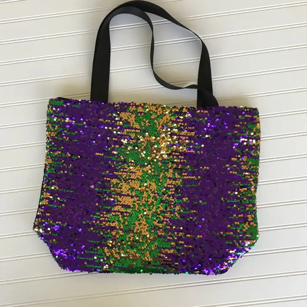 Sequin Mardi Gras Shopping/Tote Bag