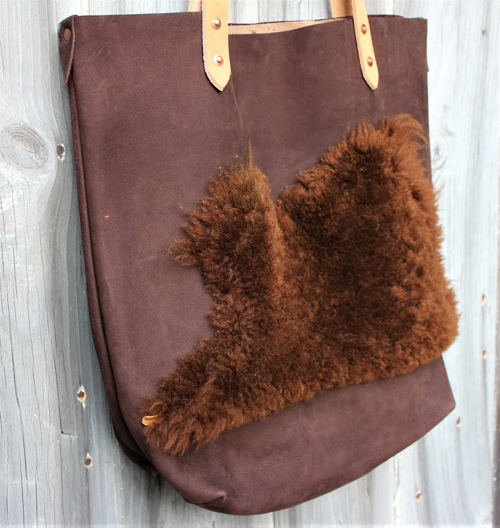 Shearling   Leather Tote