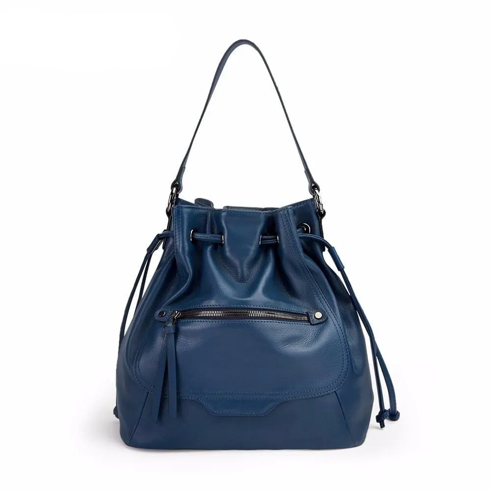 Soft Real Cow Leather Drawstring Bucket Bags for Women Designer Luxury Handbags High Quality Crossbody Shoulder Bags