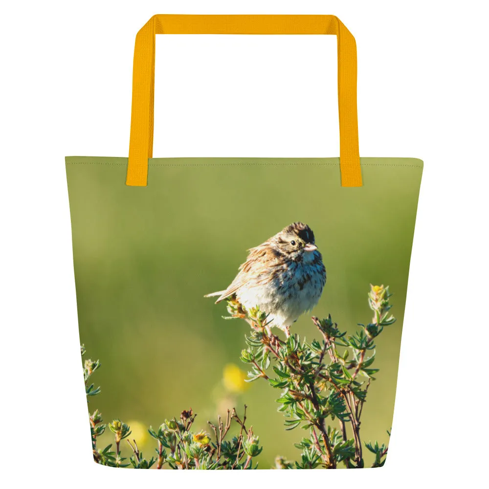 Song Sparrow All-Over Print Large Tote Bag