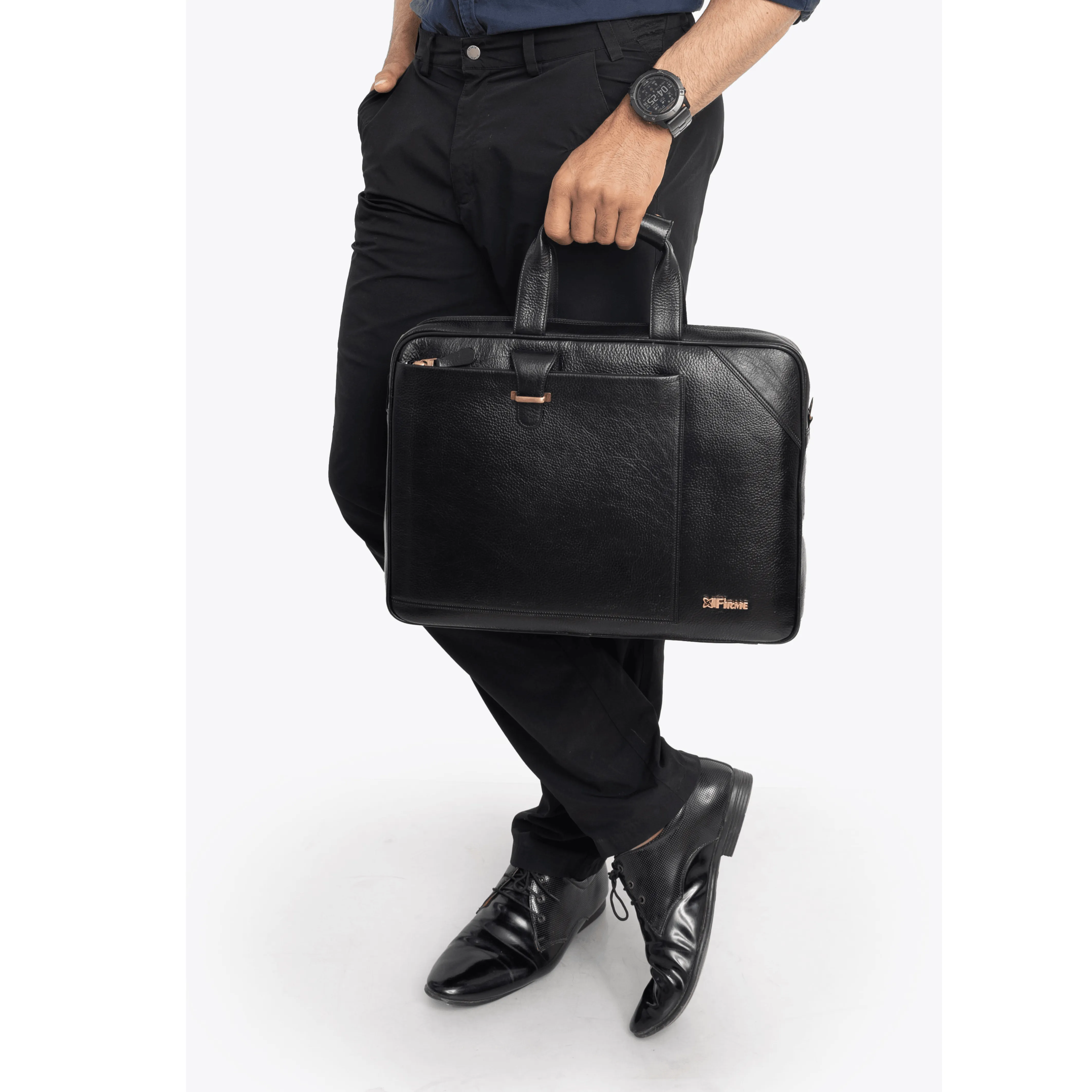 Stud Leather Laptop Bag