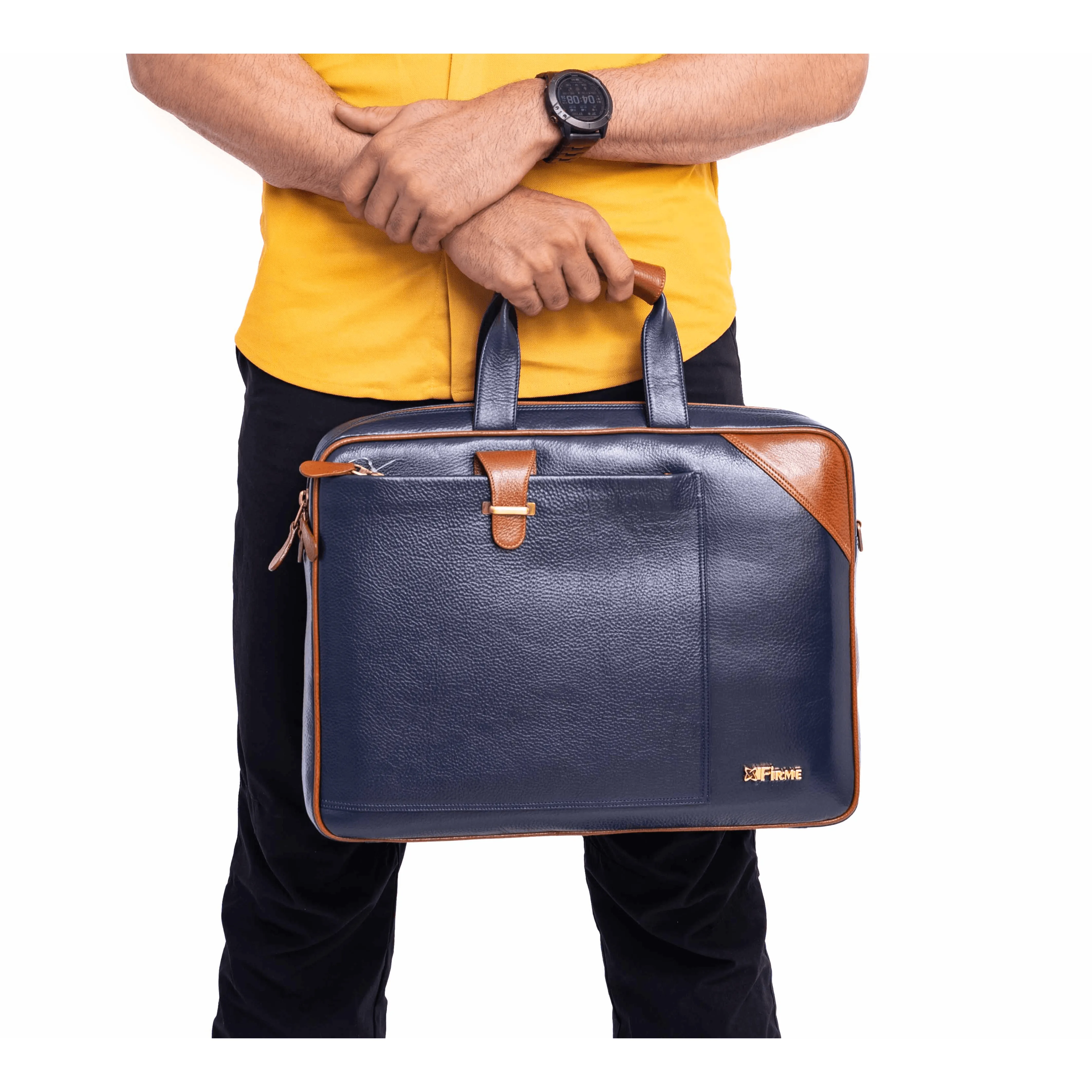 Stud Leather Laptop Bag