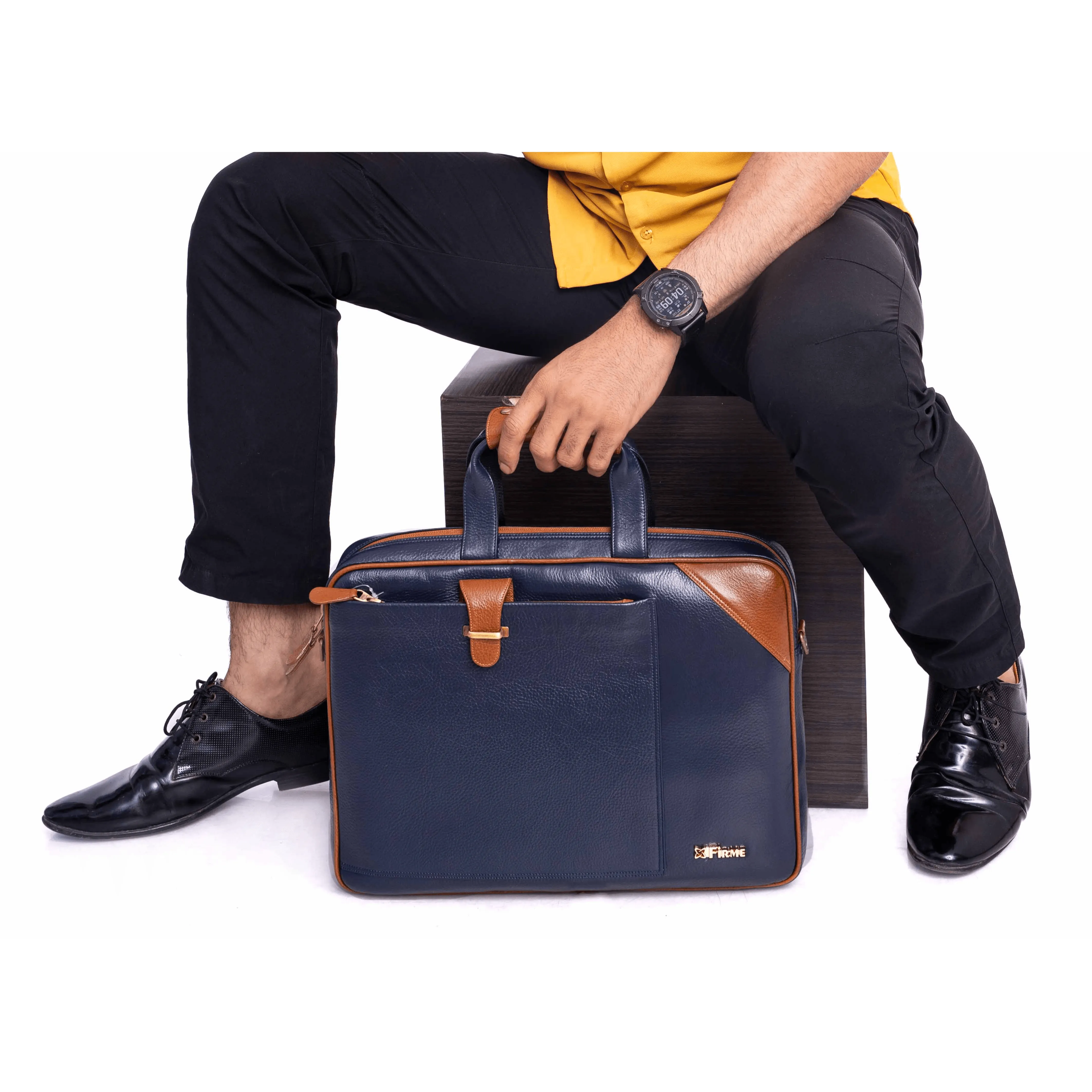 Stud Leather Laptop Bag