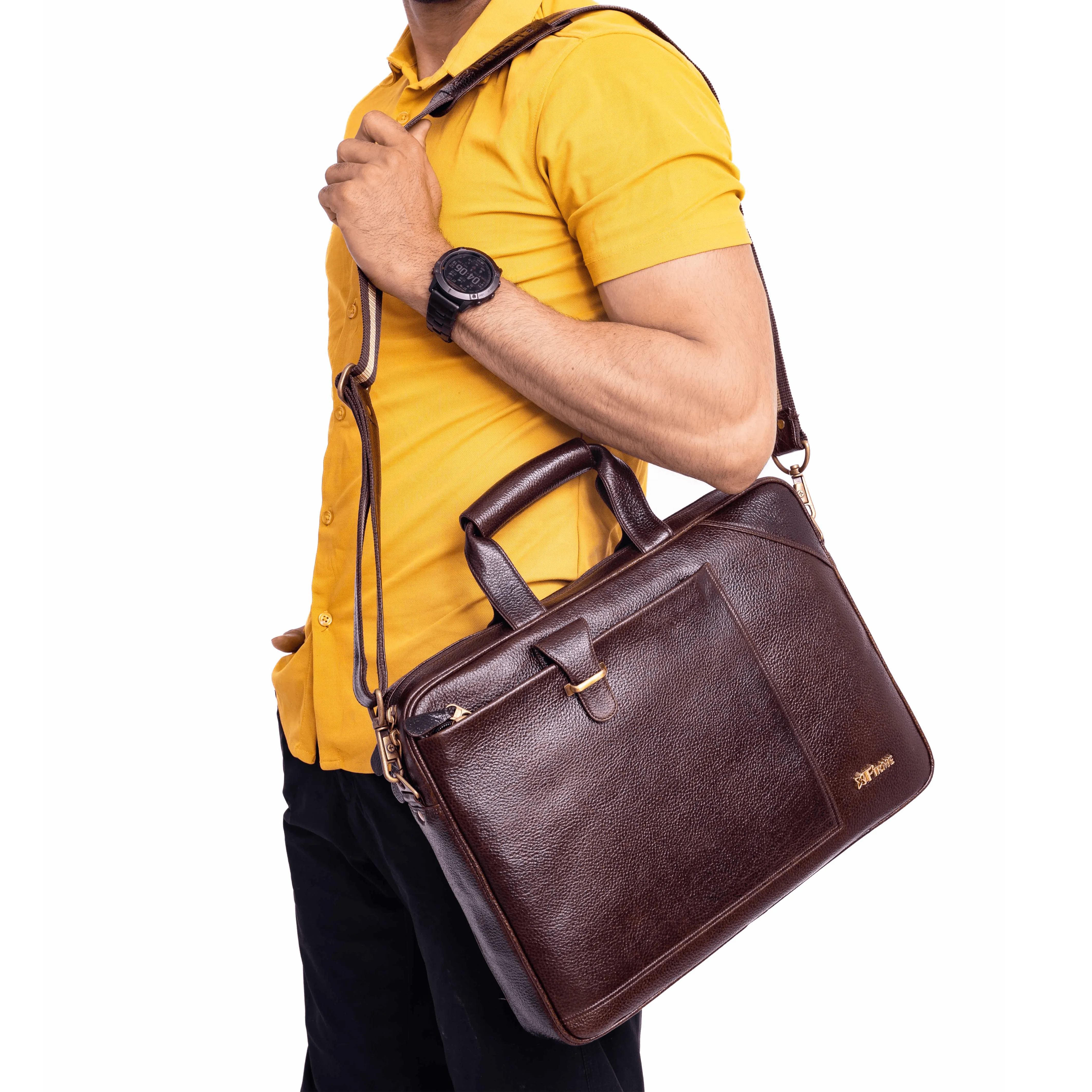 Stud Leather Laptop Bag