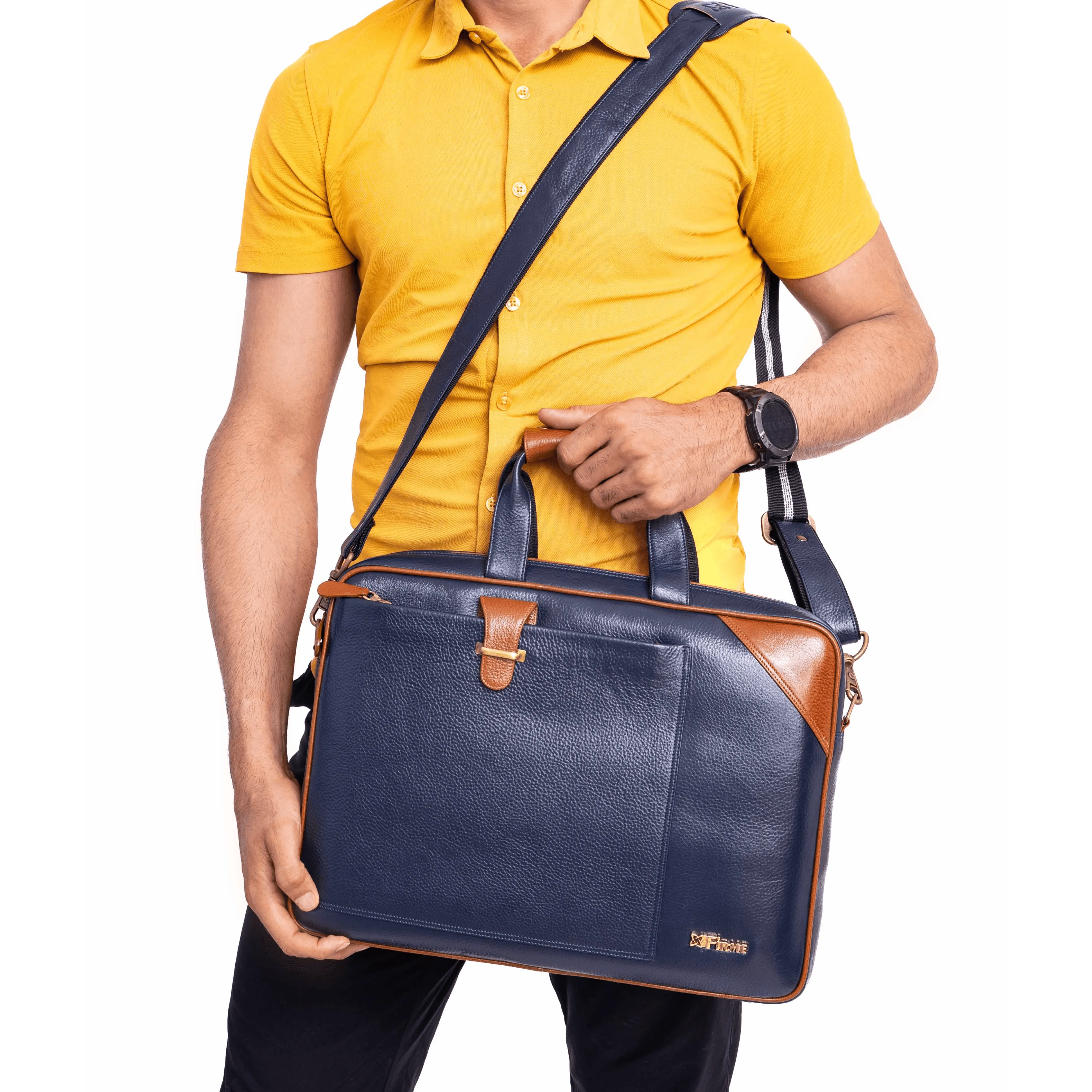 Stud Leather Laptop Bag